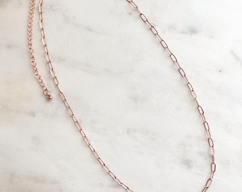 Rose Gold Paperclip Chain Necklace Dainty Rose Gold Necklace Delicate Rose Gold Choker Necklace Simple Chain Necklace Rose Gold Jewelry