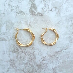 14K gold filled twisted hoop earrings Dainty hoop earrings minimalist earrings simple earrings gold jewelry pierced earrings for women image 6