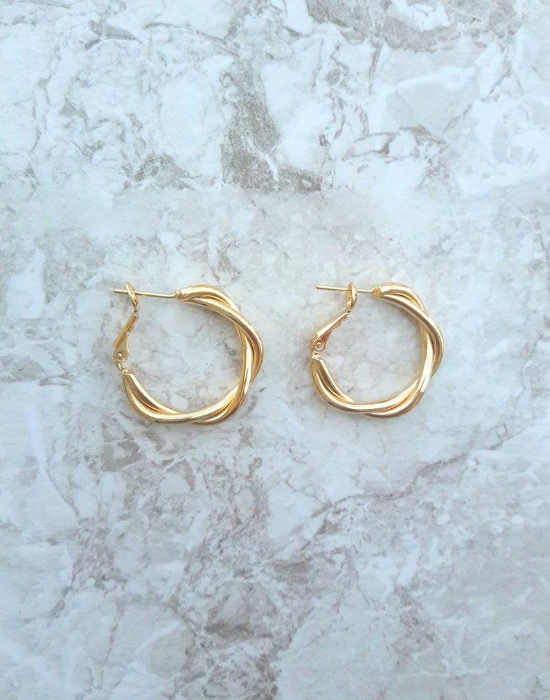 14K gold filled twisted hoop earrings Dainty hoop earrings minimalist earrings simple earrings gold jewelry pierced earrings for women image 6