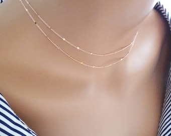 Rose gold chain choker necklace rose gold necklace dainty necklace starlit chain necklace delicate necklace simple necklace gift for her