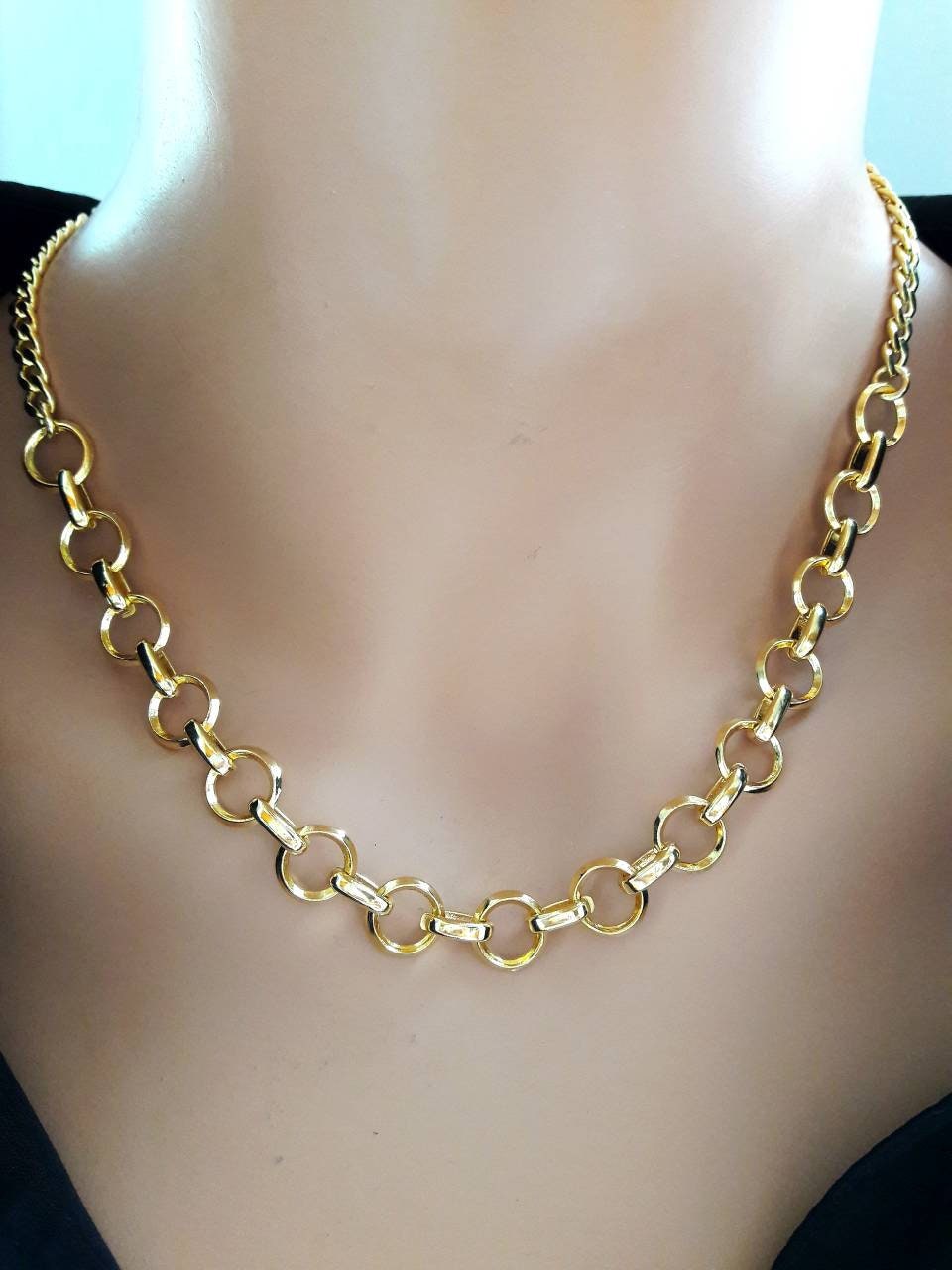24k gold plated chain necklace gold statement necklace | Etsy
