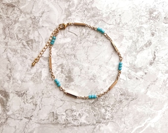 Dainty Gold Beaded Anklet Simple Anklet For Women delicate chain anklet gold ankle bracelet Turquoise anklet Gift For Her Everyday Jewelry