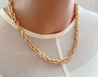 Gold Necklace Interlaced Chain Necklace Large Link Chain Necklace gold bold chain necklace chunky chain necklace gift for her birthday gift