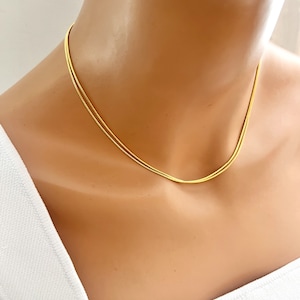 Gold Snake Chain Choker Necklace Gold Chain Necklace Dainty Chain Necklace Delicate Minimalist Necklace Simple Layering Necklace For Her