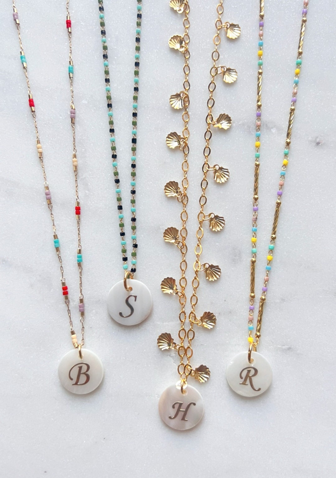 Gold Chain Necklace Initial Necklace Gold Chain Choker Pearl - Etsy