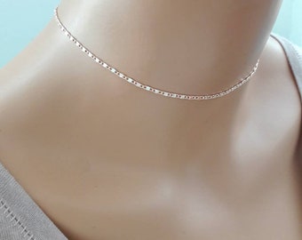 Dainty Rose Gold Chain Choker Necklace rose gold necklace thin chain necklace delicate chain choker necklace lace chain necklace for women