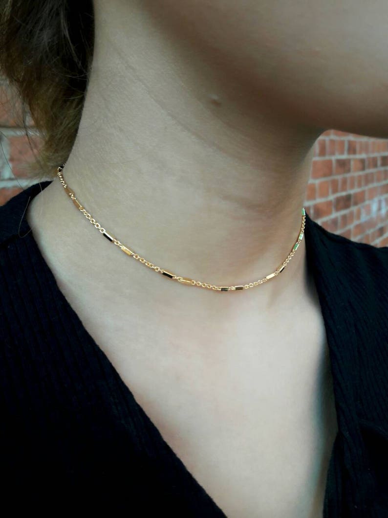 Dainty Gold Chain Choker Necklacegold Delicate Chain Etsy
