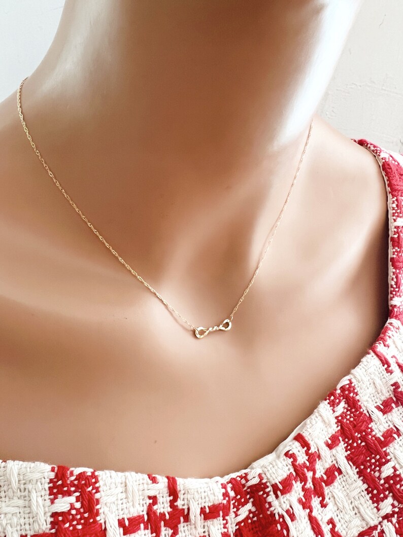 Dainty Gold Knot Necklace Gold Chain Choker Necklace Gold Delicate Chain Choker Necklace Simple Necklace Everyday Jewelry Gift For Mom image 6