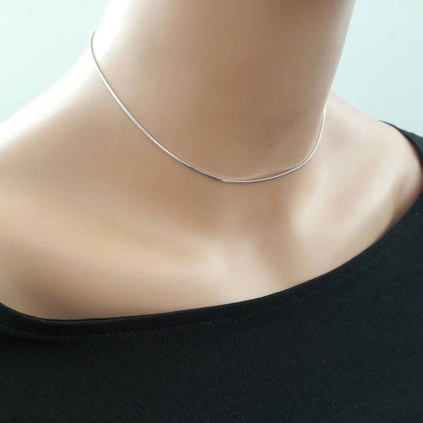 Silver choker,silver chain choker necklace,dainty choker,delicate chain choker,layering necklace,silver snake chain choker,minimal choker