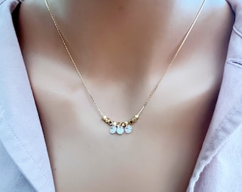 Gold beaded chain necklace Crystal choker necklace gold snake chain choker cubic zirconia necklace dainty choker for women gift for her