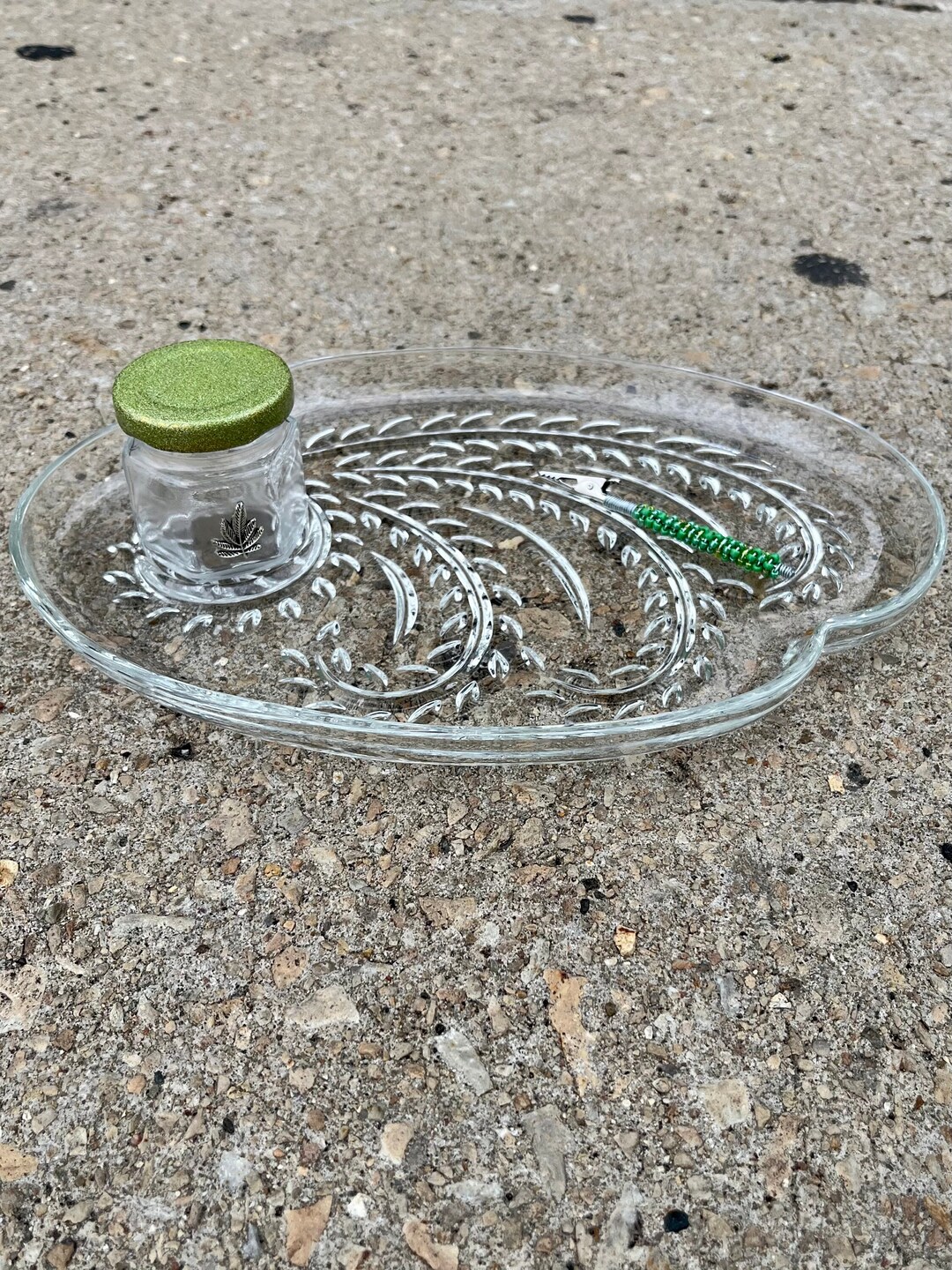 Vintage Rolling Tray/jar Set Glass Tray Stash Jar Etsy