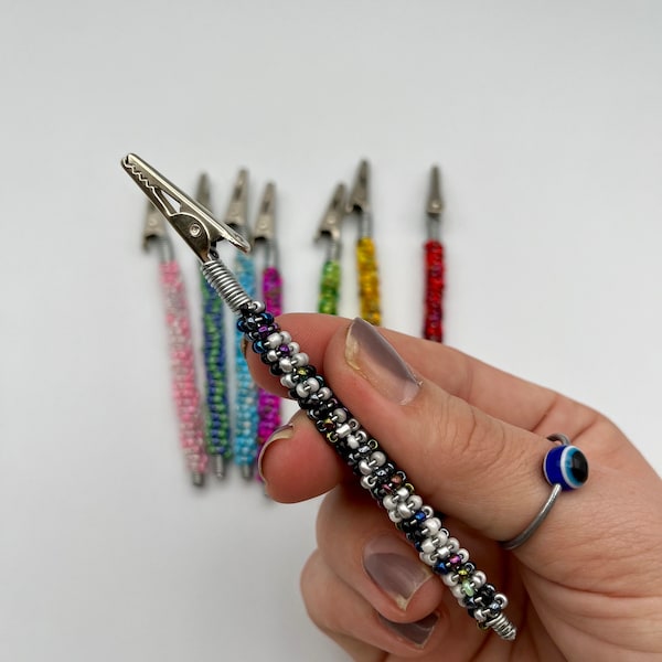 Beaded Clip Wand | Cigarette Holder | Nail Protector | Smudge Wand | Herb Clip | Gifts for Smokers