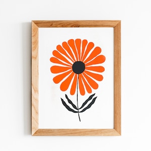 Originale Siebdruck-Blumenillustration A3, limitierte Serie, 2 Tinten