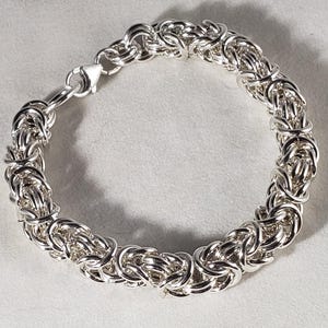 Chunky Byzantine silver bracelet, Very heavy silver Byzantine bracelet, Men&#39;s or ladies silver chain bracelet, Heavy silver bracelet