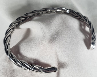 Pulsera de plata trenzada para hombre o mujer, brazalete trenzado fino, brazalete de plata trenzada de 5 hebras, brazalete de plata trenzada elegante, brazalete trenzado para mujer