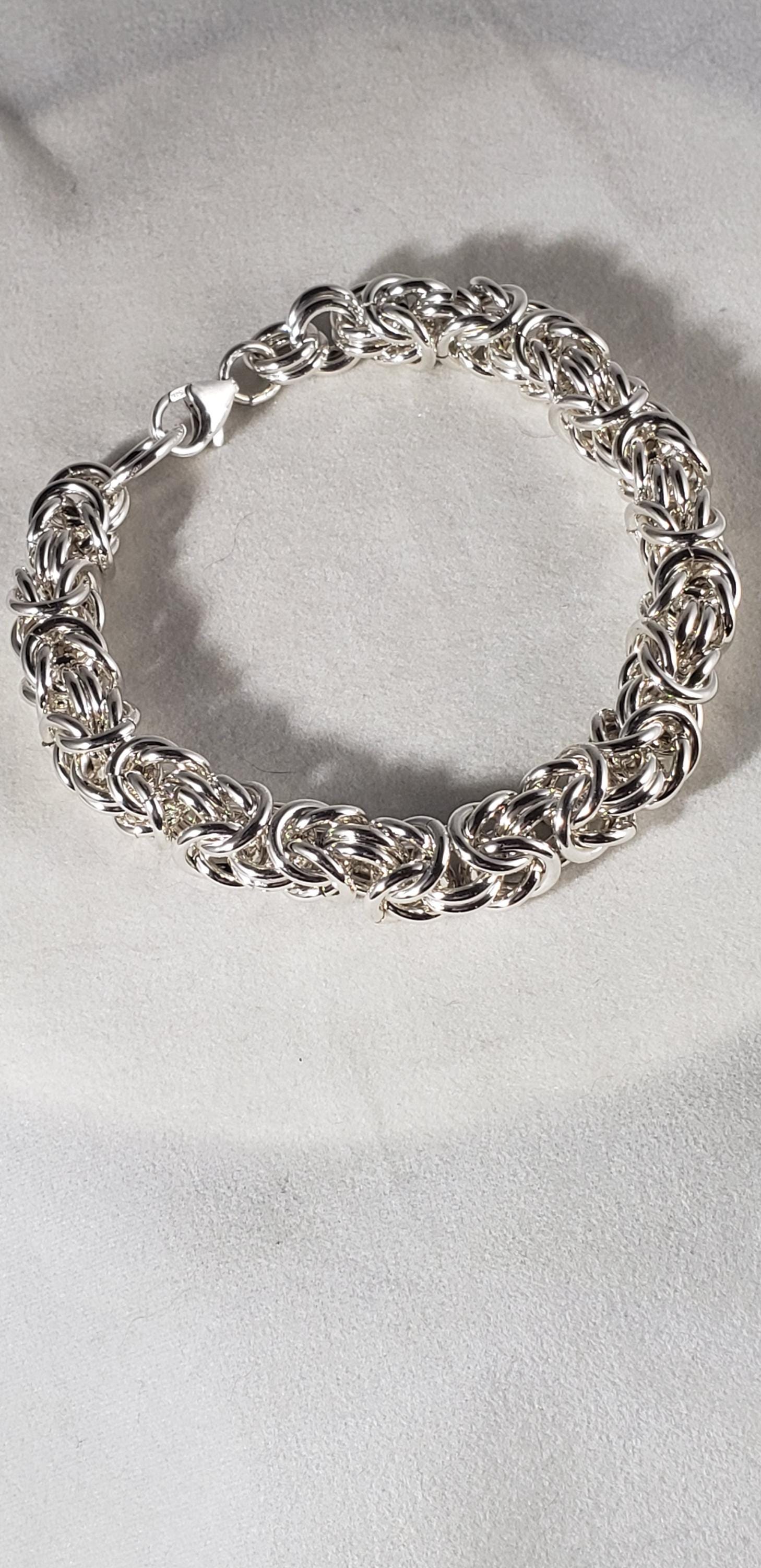 Chunky Byzantine Silver Bracelet, Very Heavy Silver Bracelet