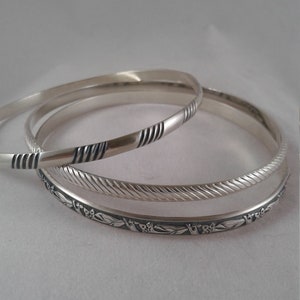 Set of silver bangles, Bangle bracelets, stackable bangles, silver bracelets, silver bangle bracelets, stackable bracelets, silver stackable