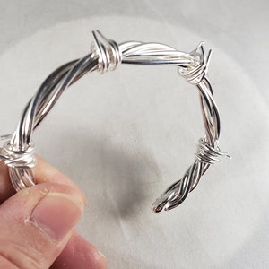 Barbed wire bracelet, Argentium silver bracelet, Men's or ladies barbed wire bracelet, Father's Day gift, Heavy 5 strand silver wire cuff