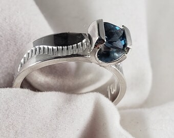 London blue topaz ring, Men's or ladies London blue topaz ring, Cushion cut London blue topaz ring, Cushion cut blue stone ring,