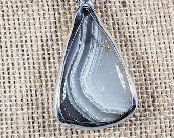 Botswana agate pendant, Beautiful agate pendant, Botswana agate necklace, Agate stone necklace, Lovely Botswana agate pendant with silver.