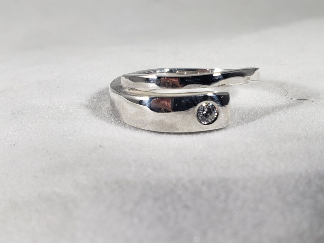 Diamond Horseshoe Nail Ring, Man's or Woman's Silver Ring With Diamond