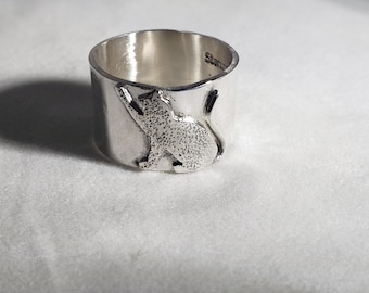 silver cat ring, cat ring, ladies cat ring, novelty cat ring, cute cat ring sterling silver cat ring, sitting cat ring , animal art