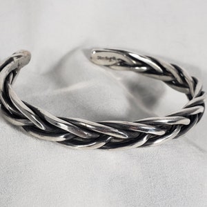 Men&#39;s or ladies heavy braided silver cuff, Sterling silver braided cuff, Man&#39;s heavy silver braided cuff, Silver braided bracelet, Men&#39;s