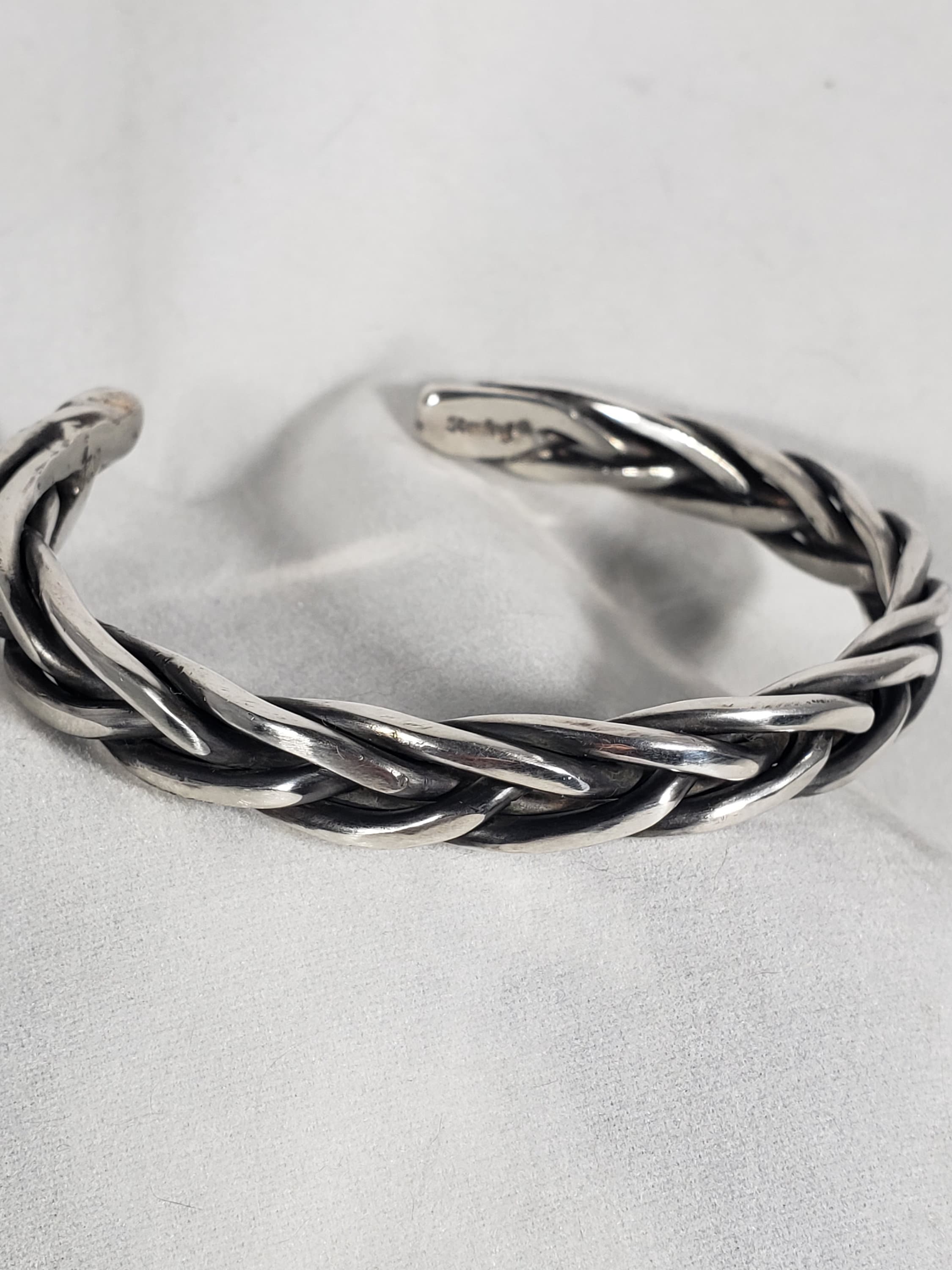 Sterling silver braided cuff bracelet deals
