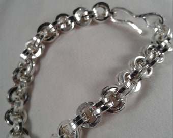 Pulsera Belcher pesada para hombre, pulsera pesada de plata para hombre, pulsera de eslabones de plata, pulsera de plata para hombre, pulsera Belcher de plata elegante