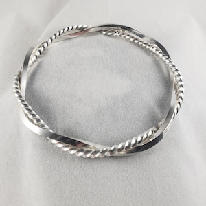 Double twist silver bangle, men or women&#39;s twisted bangle, double twist silver bracelet, gorgeous twist bangle, Valentine silver bangle