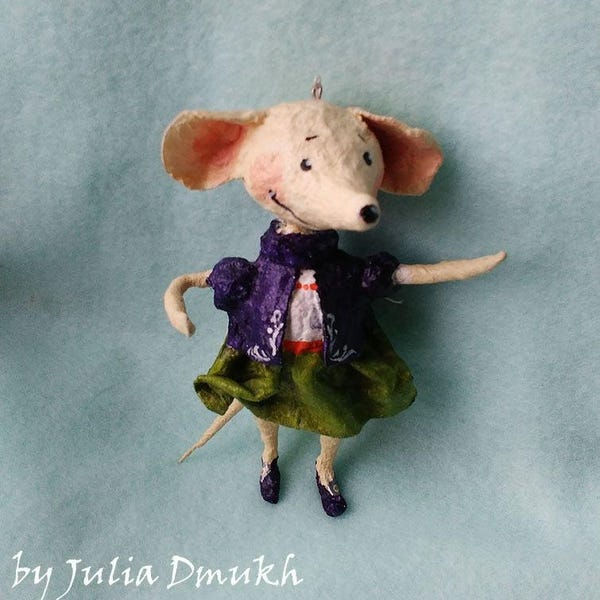 OOAK Artist doll Easter ornaments Sunny mousy Collectible artist doll Batting doll Cotton figurines Cotton spun ornamets Vintage doll