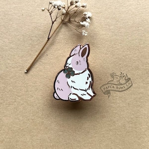 Lucky Pink Dutch| White+Rose Gold Bunny Rabbit Enamel Pin