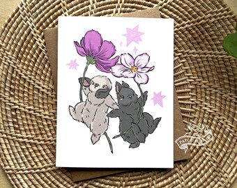 WM Cosmos Card | Friendship card, Love Card, Bunny Rabbit Card, Blank Card