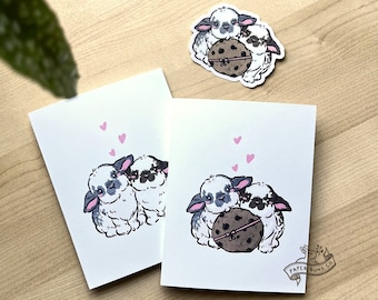 Two Lops Cards| Cookie Lop Card+ Sticker | Love Card, Friendship Card, Blank Card