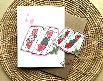 Strawberry Sando Card and Vinyl Sticker| Love card, Valentines Card, Blank Card