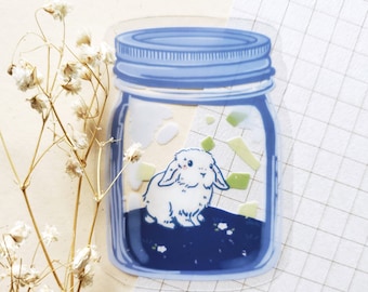 Lop Bun in Glass Jar Clear Sticker