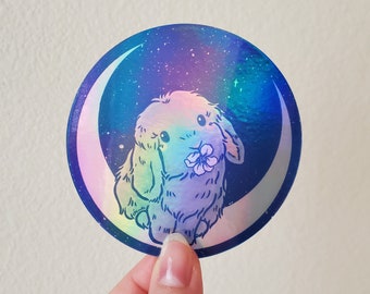 MoonFlowerBun Holographic Sticker | 3&quot;x3&quot;