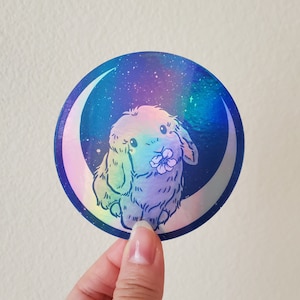 autocollant holographique MoonFlowerBun | 3"x3"