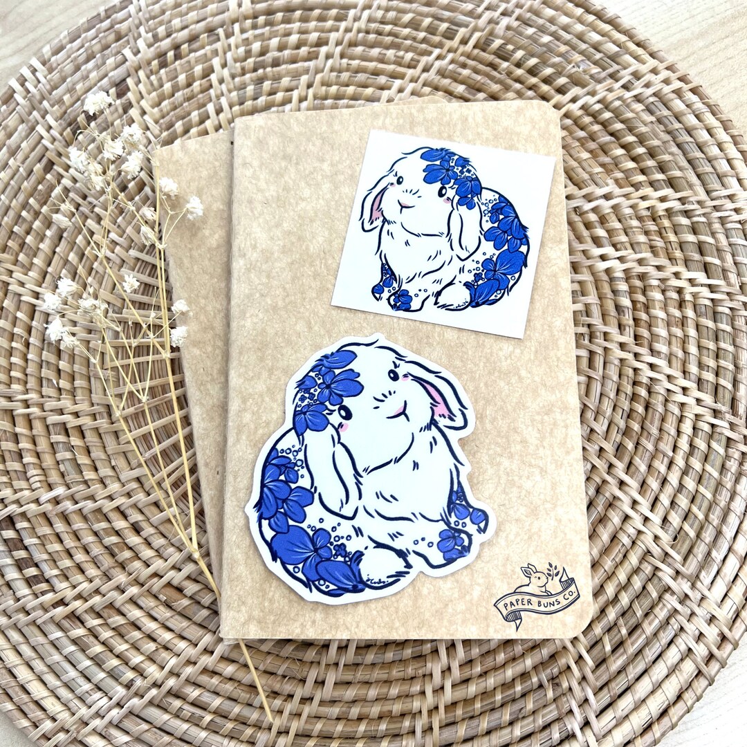 Floralware Lop Vinyl & Tattoo Sticker | Bunny Sticker, Rabbit Sticker ...