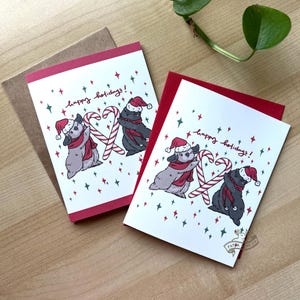 Zuckerstange Herz Brötchen | Weihnachtskarte, Feiertagskarte, Häschen Karte, Blankokarte