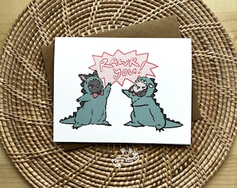 Rawr You Buns Card | Love Card, Birthday Card, Friendship, Blank Card