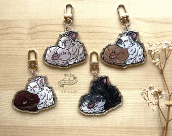 Lop and Lion Bunny Acrylic Keychain Charm with Glitter Epoxy Coating
