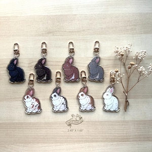 Rex/English Bunny Rabbit Acrylic Keychain with Glitter Epoxy Coating