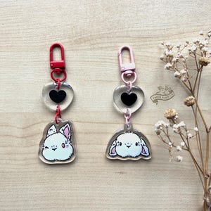 Bun+Heart | エポキシコーティングを施したウサギのアクリルキーホルダー