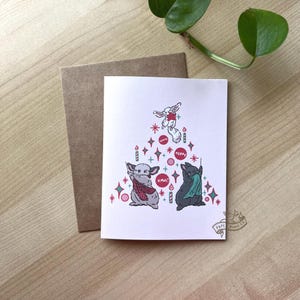 Ornament Tree Buns | Christmas card, Holiday card, Bunny Card, Blank card