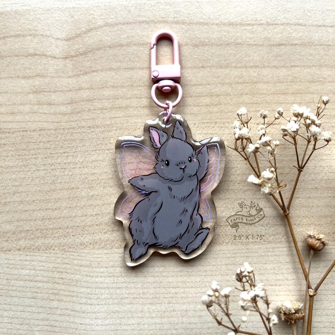 Flutter Bun | Bunny Rabbit Acrylic Keychain With Epoxy Coating - Etsy