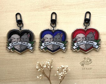 Heart Sign Buns Acrylic Keychain with Glitter Epoxy Coating