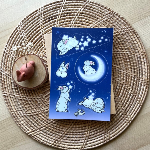Moon and Star Buns  | Vinyl Sticker Sheet | Waterproof