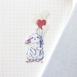 Balloon Hearts Bun Clear Sticker