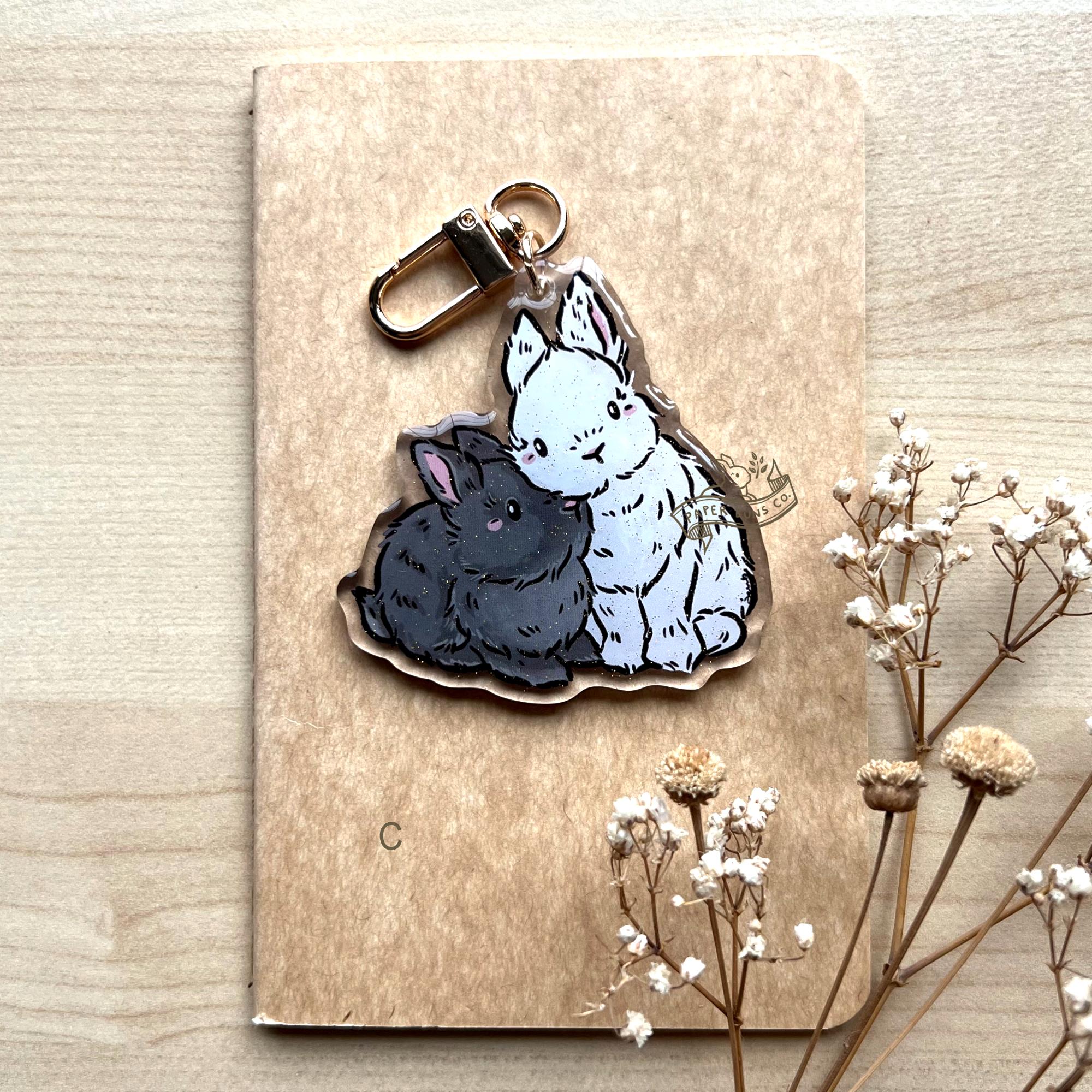 Bun and Bun | Bunny Rabbit Acrylic Keychain With Glitter Epoxy Coating ...